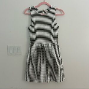 J.Crew Striped Sleeveless Fit Flare Women’s Dress XS Black White